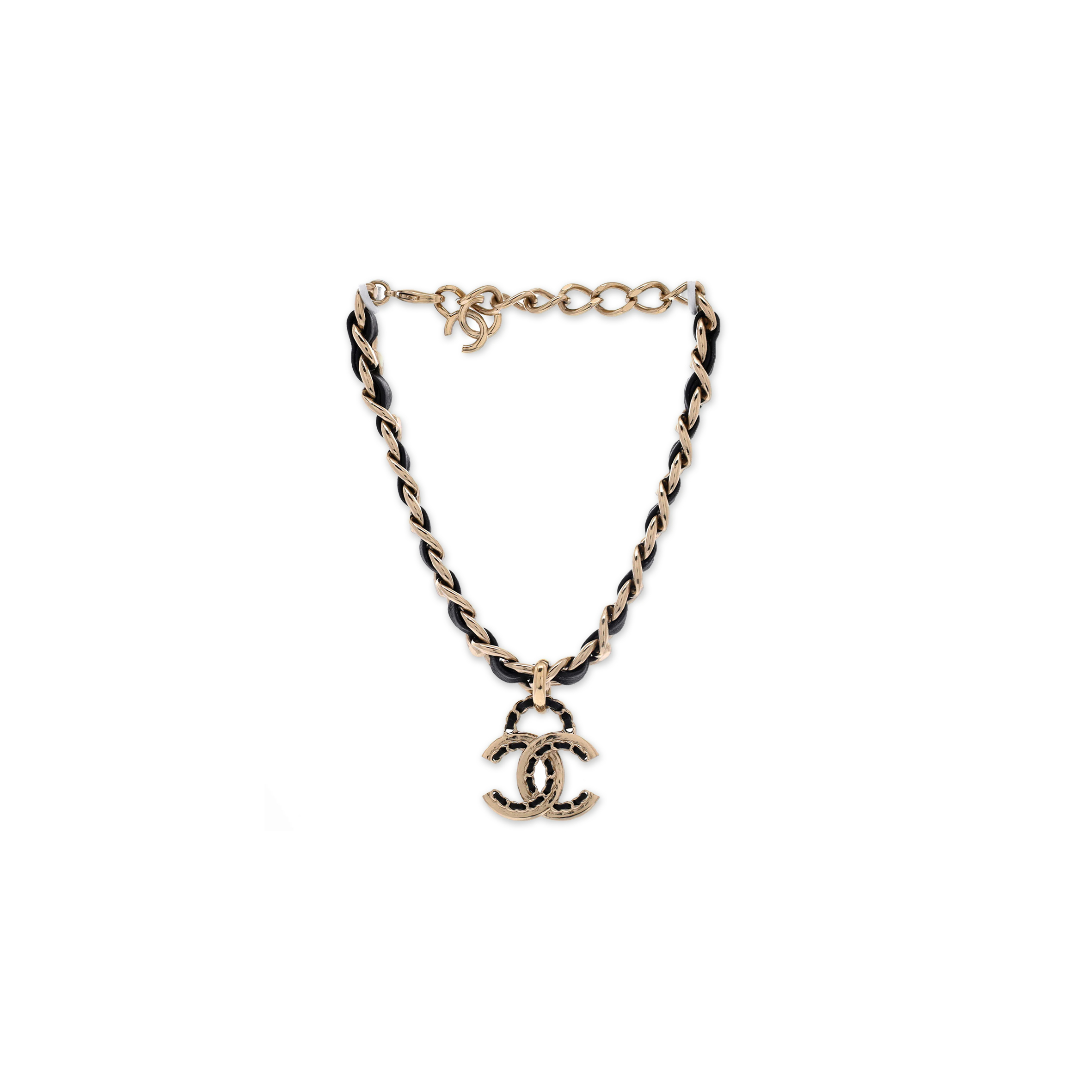 CHANEL WOVEN CHAIN CC PENDANT CHOKER